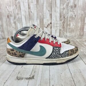 Nike Dunk Low SE Patchwork Safari Womens Sneakers DN3866-100 White Multi Size 9